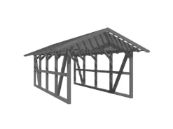 Skan Holz Carport Schwarzwald mit Dachlattung 424 x 772 cm Grau