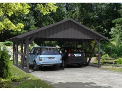 Skan Holz Carport Schwarzwald mit Dachschalung 684 x 600 cm Grau