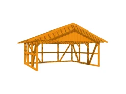 Skan Holz Carport Schwarzwald m. Dachlattung u. Rückwand 684 x 600 cm Eiche