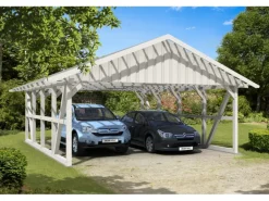 Skan Holz Carport Schwarzwald mit Dachlattung 684 x 772 cm Weiß
