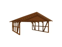 Skan Holz Carport Schwarzwald mit Dachlattung 684 x 772 cm Nuss