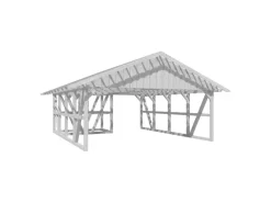Skan Holz Carport Schwarzwald m. Dachlattung u. Abstellr. A 684 x 772 cm Weiß