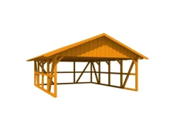 Skan Holz Carport Schwarzwald m. Dachschalung u. Rückwand 684 x 772 cm Eiche