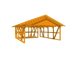 Skan Holz Carport Schwarzwald m. Dachlattung u. Abstellr. B 684 x 772 cm Eiche