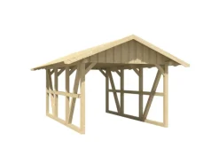 Skan Holz Carport Schwarzwald mit Dachschalung 424 x 600 cm Natur