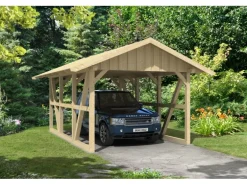 Skan Holz Carport Schwarzwald mit Dachschalung 424 x 600 cm Natur