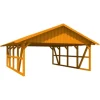 Skan Holz Carport Schwarzwald mit Dachschalung 684 x 772 cm Eiche