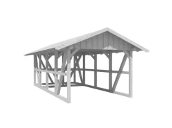 Skan Holz Carport Schwarzwald m. Dachschalung u. Abstellr. 424 x 772 cm Weiß