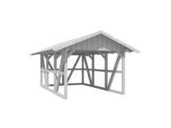 Skan Holz Carport Schwarzwald m. Dachschalung u. Rückwand 424 x 600 cm Weiß