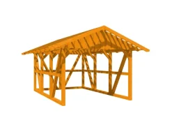 Skan Holz Carport Schwarzwald m. Dachlattung u. Rückwand 424 x 600 cm Eiche