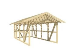 Skan Holz Carport Schwarzwald m. Dachlattung u. Rückwand 424 x 772 cm Natur