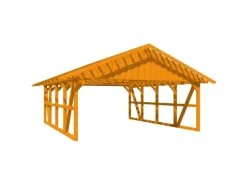 Skan Holz Carport Schwarzwald mit Dachlattung 684 x 772 cm Eiche