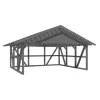 Skan Holz Carport Schwarzwald m. Dachlattung u. Rückwand 684 x 600 cm Grau