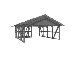 Skan Holz Carport Schwarzwald m. Dachlattung u. Abstellr. A 684 x 772 cm Grau