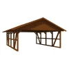Skan Holz Carport Schwarzwald mit Dachschalung 684 x 772 cm Nuss