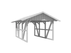 Skan Holz Carport Schwarzwald mit Dachschalung 424 x 600 cm Weiß