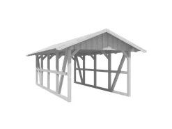 Skan Holz Carport Schwarzwald mit Dachschalung 424 x 772 cm Weiß