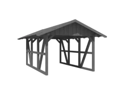 Skan Holz Carport Schwarzwald mit Dachschalung 424 x 600 cm Grau