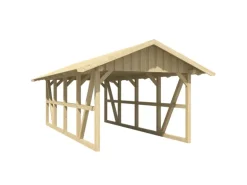 Skan Holz Carport Schwarzwald mit Dachschalung 424 x 772 cm Natur