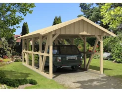 Skan Holz Carport Schwarzwald mit Dachschalung 424 x 772 cm Natur