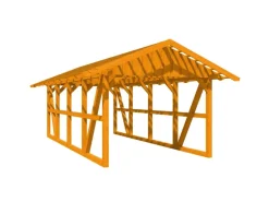 Skan Holz Carport Schwarzwald mit Dachlattung 424 x 772 cm Eiche