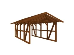 Skan Holz Carport Schwarzwald mit Dachlattung 424 x 772 cm Nuss