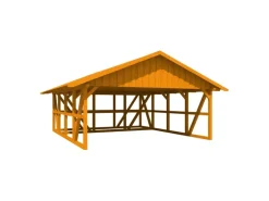 Skan Holz Carport Schwarzwald m. Dachschalung u. Abstellr. C 684 x 772 cm Eiche