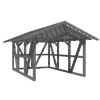 Skan Holz Carport Schwarzwald m. Dachlattung u. Rückwand 424 x 600 cm Grau