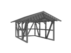 Skan Holz Carport Schwarzwald m. Dachlattung u. Rückwand 424 x 600 cm Grau