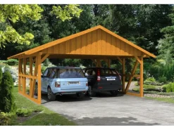 Skan Holz Carport Schwarzwald mit Dachschalung 684 x 600 cm Eiche
