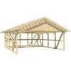 Skan Holz Carport Schwarzwald m. Dachlattung u. Abstellr. C 684 x 772 cm Natur