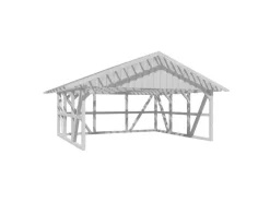 Skan Holz Carport Schwarzwald m. Dachlattung u. Rückwand 684 x 600 cm Weiß