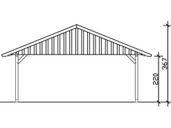 Skan Holz Carport Schwarzwald mit Dachschalung 684 x 600 cm Nuss