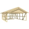 Skan Holz Carport Schwarzwald m. Dachlattung u. Abstellr. B 684 x 772 cm Natur