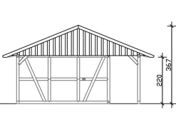 Skan Holz Carport Schwarzwald m. Dachlattung u. Abstellr. B 684 x 772 cm Natur