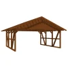 Skan Holz Carport Schwarzwald mit Dachlattung 684 x 600 cm Nuss