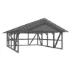 Skan Holz Carport Schwarzwald m. Dachlattung u. Rückwand 684 x 772 cm Grau