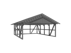 Skan Holz Carport Schwarzwald m. Dachlattung u. Rückwand 684 x 772 cm Grau