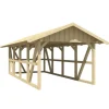 Skan Holz Carport Schwarzwald m. Dachschalung u. Rückwand 424 x 772 cm Natur