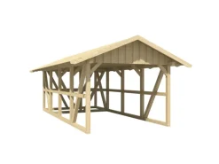 Skan Holz Carport Schwarzwald m. Dachschalung u. Abstellr. 424 x 772 cm Natur