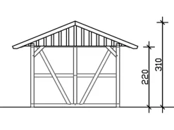 Skan Holz Carport Schwarzwald m. Dachschalung u. Abstellr. 424 x 772 cm Natur