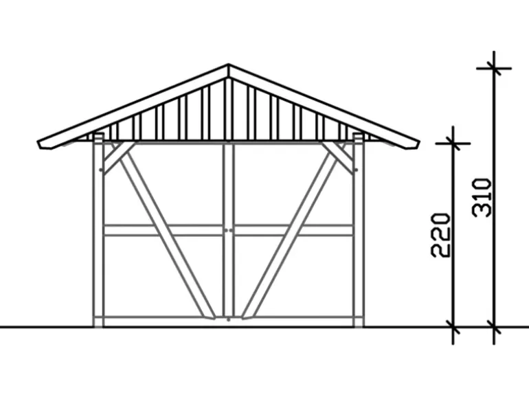 Skan Holz Carport Schwarzwald m. Dachschalung u. Rückwand 424 x 600 cm Eiche