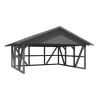 Skan Holz Carport Schwarzwald m. Dachschalung u. Rückwand 684 x 600 cm Grau