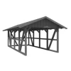 Skan Holz Carport Schwarzwald m. Dachschalung u. Rückwand 424 x 772 cm Grau