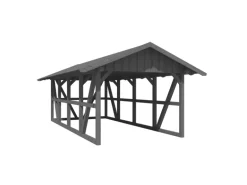 Skan Holz Carport Schwarzwald m. Dachschalung u. Rückwand 424 x 772 cm Grau