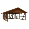 Skan Holz Carport Schwarzwald m. Dachschalung u. Abstellr. B 684 x 772 cm Nuss