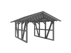 Skan Holz Carport Schwarzwald mit Dachlattung 424 x 600 cm Grau