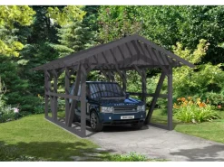 Skan Holz Carport Schwarzwald mit Dachlattung 424 x 600 cm Grau