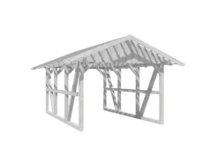 Skan Holz Carport Schwarzwald mit Dachlattung 424 x 600 cm Weiß