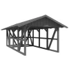 Skan Holz Carport Schwarzwald m. Dachschalung u. Abstellr. 424 x 772 cm Grau